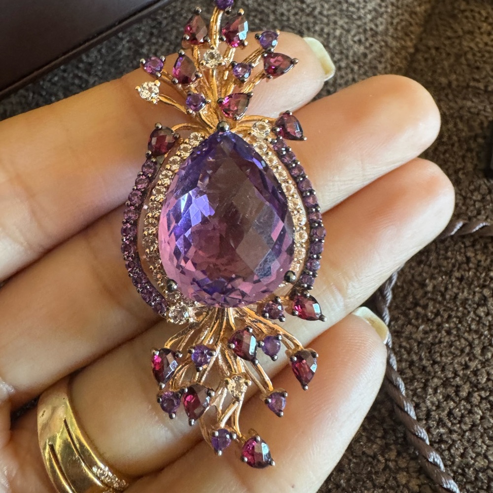 $6750 Le Vian 18 CT Amethyst & Rhodolite 14K Rose Gold Pendant 18K Rose Gold